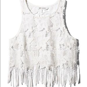 H&M Loves Coachella Collection White Lace Crop Top